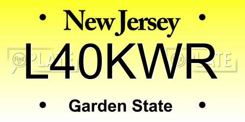 L40KWR New Jersey License Plate