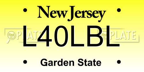 L40LBL New Jersey License Plate
