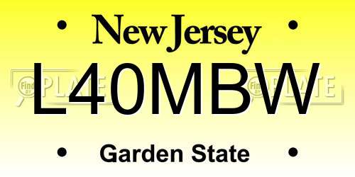 L40MBW New Jersey License Plate