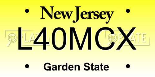 L40MCX New Jersey License Plate