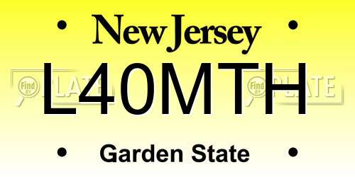 L40MTH New Jersey License Plate