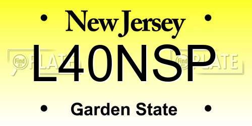L40NSP New Jersey License Plate