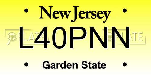 L40PNN New Jersey License Plate