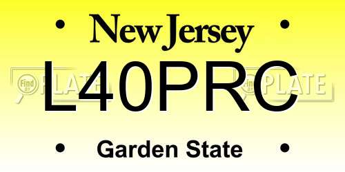 L40PRC New Jersey License Plate