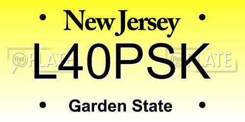 L40PSK New Jersey License Plate