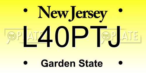 L40PTJ New Jersey License Plate