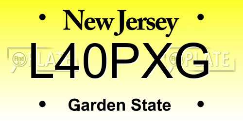 L40PXG New Jersey License Plate
