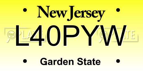 L40PYW New Jersey License Plate