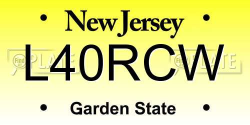 L40RCW New Jersey License Plate