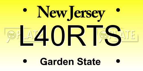 L40RTS New Jersey License Plate