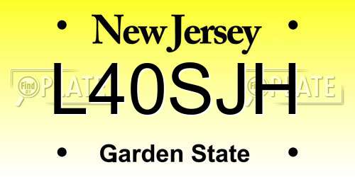 L40SJH New Jersey License Plate