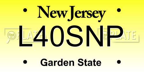 L40SNP New Jersey License Plate