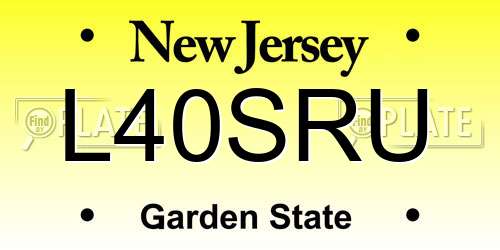 L40SRU New Jersey License Plate