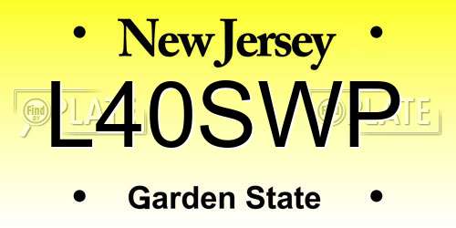 L40SWP New Jersey License Plate