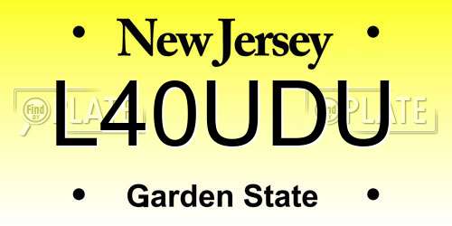 L40UDU New Jersey License Plate
