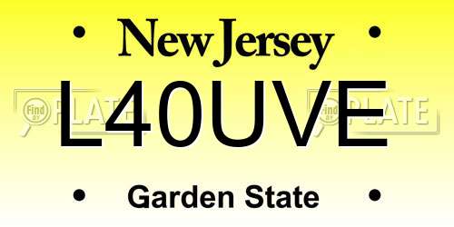 L40UVE New Jersey License Plate