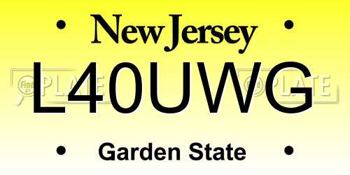 L40UWG New Jersey License Plate