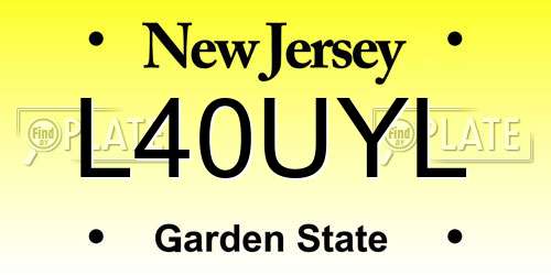 L40UYL New Jersey License Plate