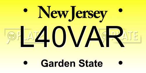 L40VAR New Jersey License Plate