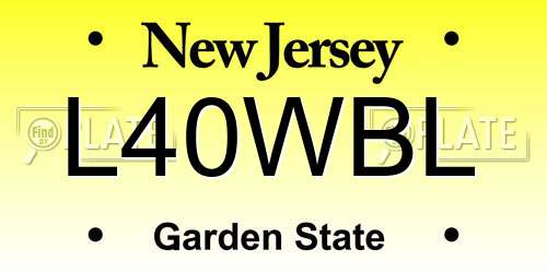 L40WBL New Jersey License Plate