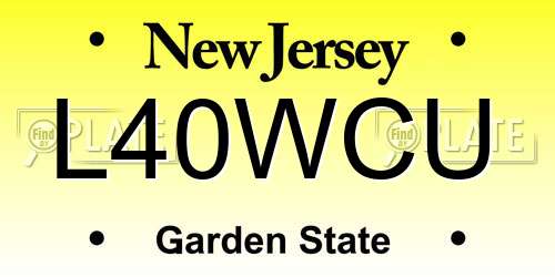 L40WCU New Jersey License Plate