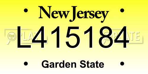 L415184 New Jersey License Plate