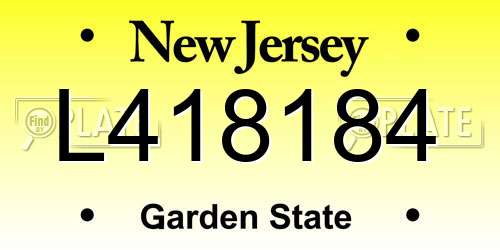 L418184 New Jersey License Plate