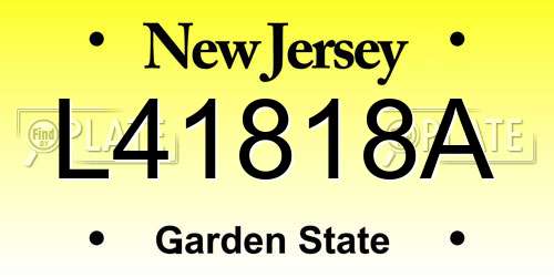L41818A New Jersey License Plate