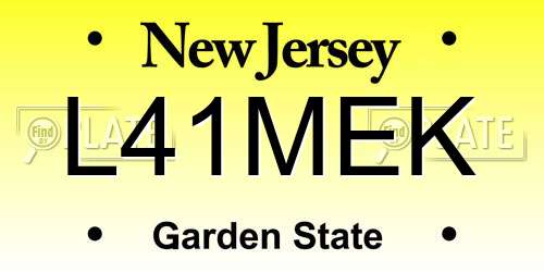 L41MEK New Jersey License Plate