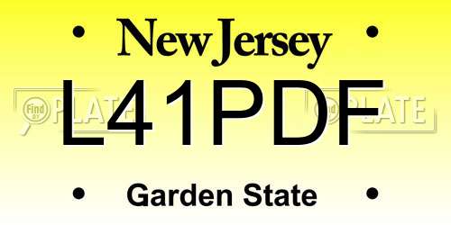 L41PDF New Jersey License Plate