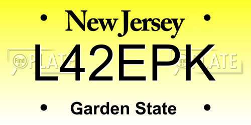 L42EPK New Jersey License Plate