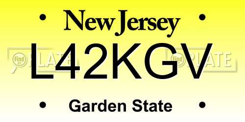 L42KGV New Jersey License Plate