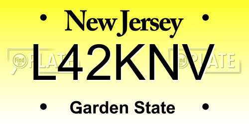 L42KNV New Jersey License Plate