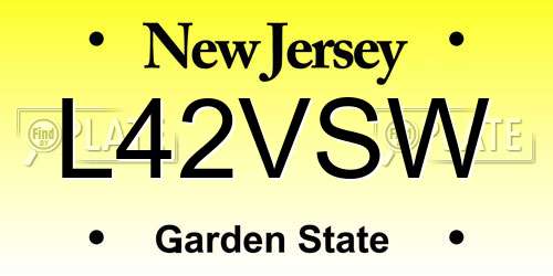 L42VSW New Jersey License Plate