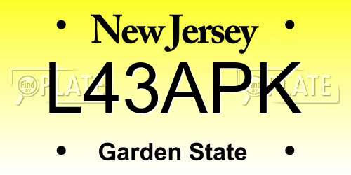 L43APK New Jersey License Plate