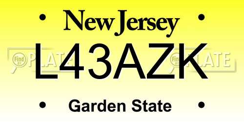 L43AZK New Jersey License Plate
