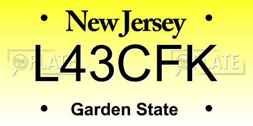 L43CFK New Jersey License Plate