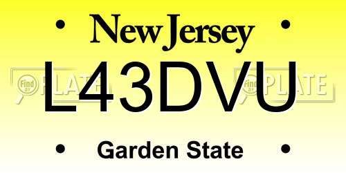 L43DVU New Jersey License Plate