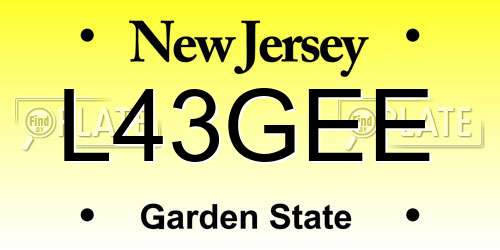 L43GEE New Jersey License Plate