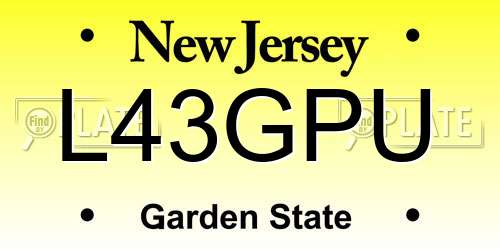 L43GPU New Jersey License Plate
