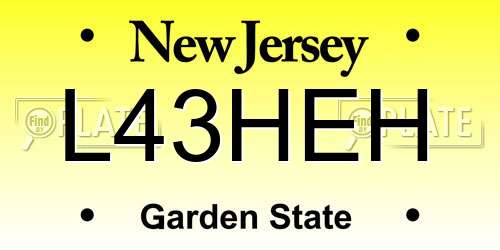 L43HEH New Jersey License Plate