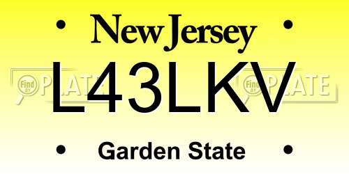 L43LKV New Jersey License Plate