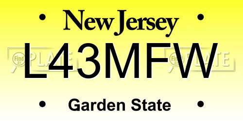L43MFW New Jersey License Plate
