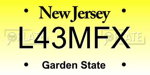 L43MFX New Jersey License Plate