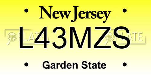 L43MZS New Jersey License Plate
