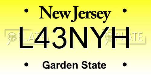 L43NYH New Jersey License Plate