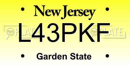 L43PKF New Jersey License Plate