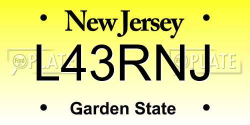 L43RNJ New Jersey License Plate