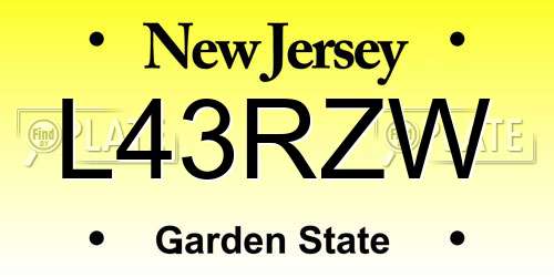 L43RZW New Jersey License Plate
