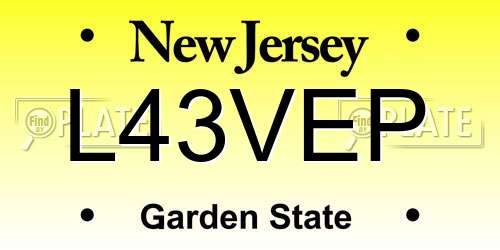 L43VEP New Jersey License Plate